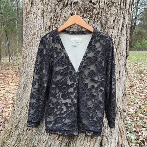 THE TERRITORY AHEAD. Black Lace Womens Cardigan. Top. Size M. Like New!